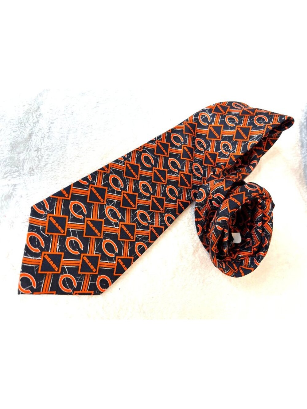 NFL Chicago Bears Eagles Wings Silk Necktie All over Print Orange Black Football